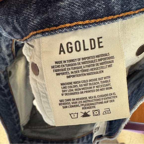 AGOLDE Parker Denim High Rise Distressed Summer Cutoff Shorts Blue Size 27 - Picture 7 of 12